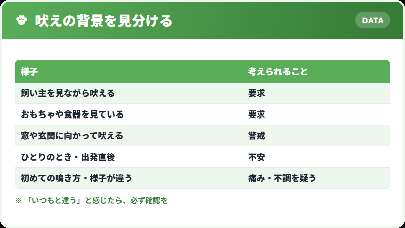 吠えの背景を見分けるポイント