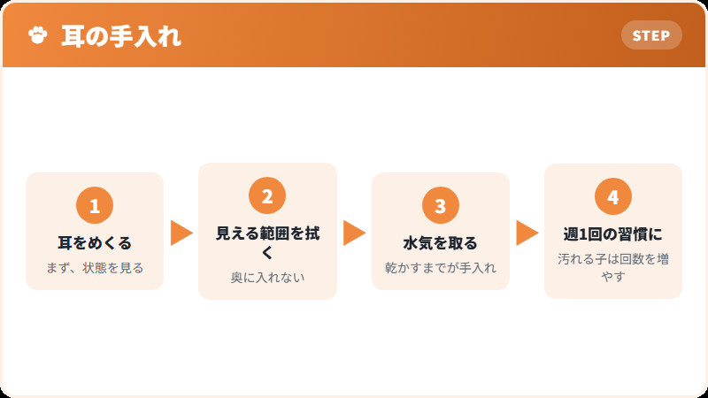 耳の手入れの手順
