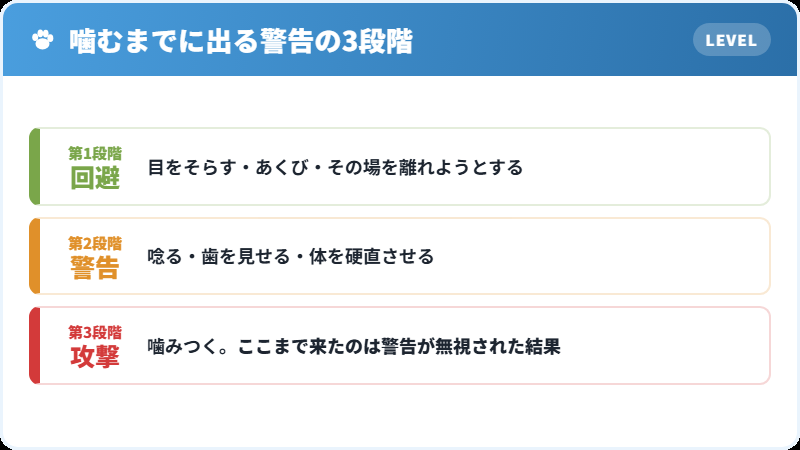 犬が噛むまでに出す警告の段階
