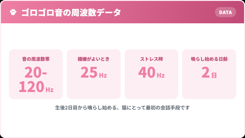 猫のゴロゴロ音の周波数と、体への効果の関係