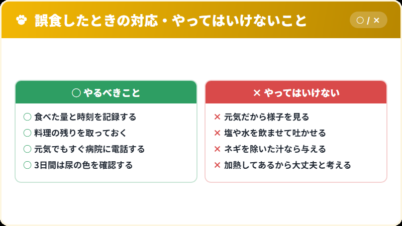 ネギ中毒を防ぐための正しい対応とNG対応