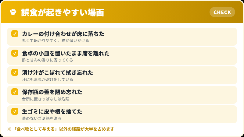 らっきょうの誤食が起きやすい場面のチェックリスト