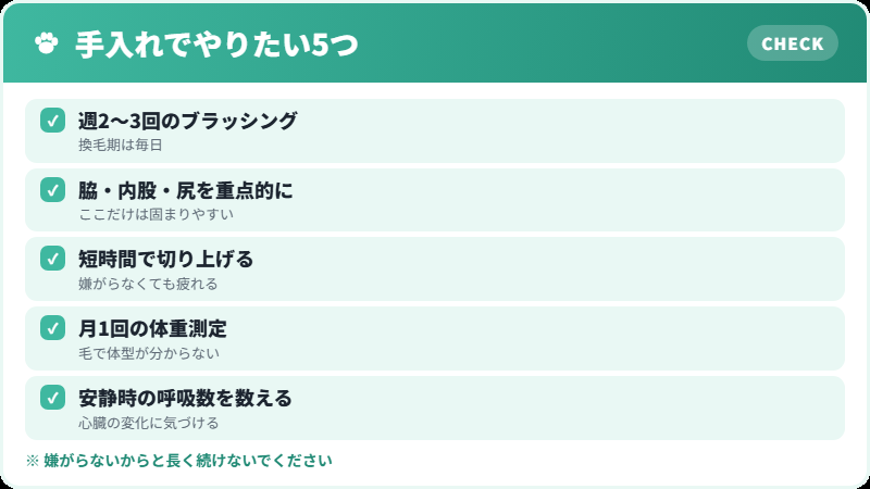 ラガマフィンの手入れチェックリスト
