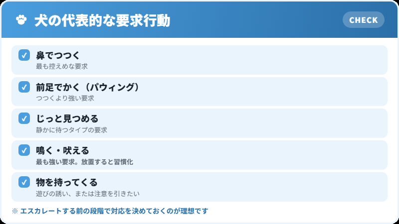 つつく以外の要求行動のチェックリスト