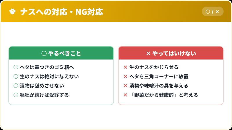 猫がナスを食べたときの正しい対応とNG対応