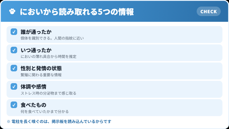 犬がにおいから読み取っている情報の一覧