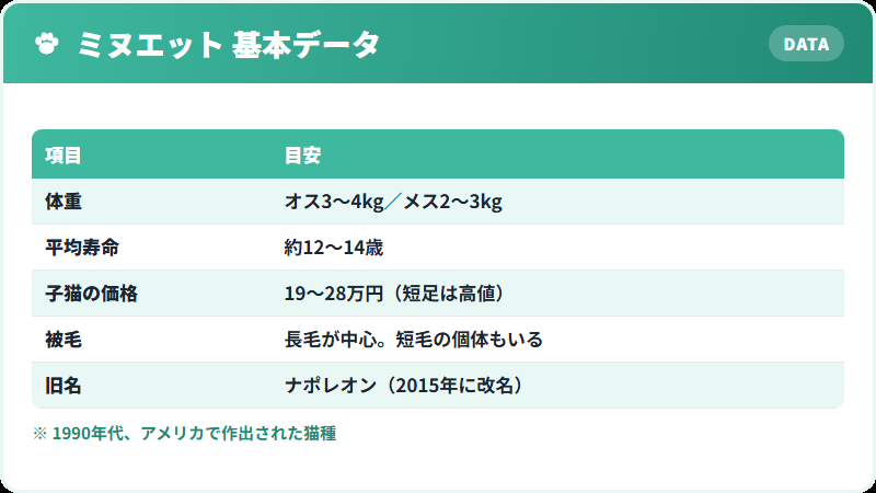 ミヌエットの基本データ 体重・寿命・価格の一覧