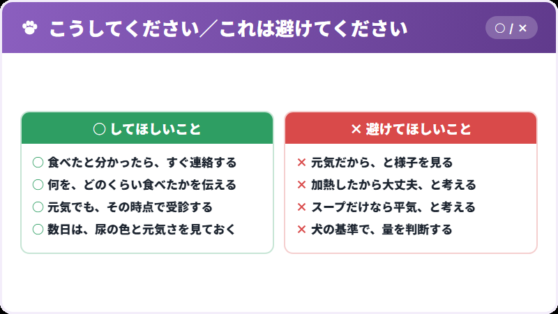 口にしたときの対応